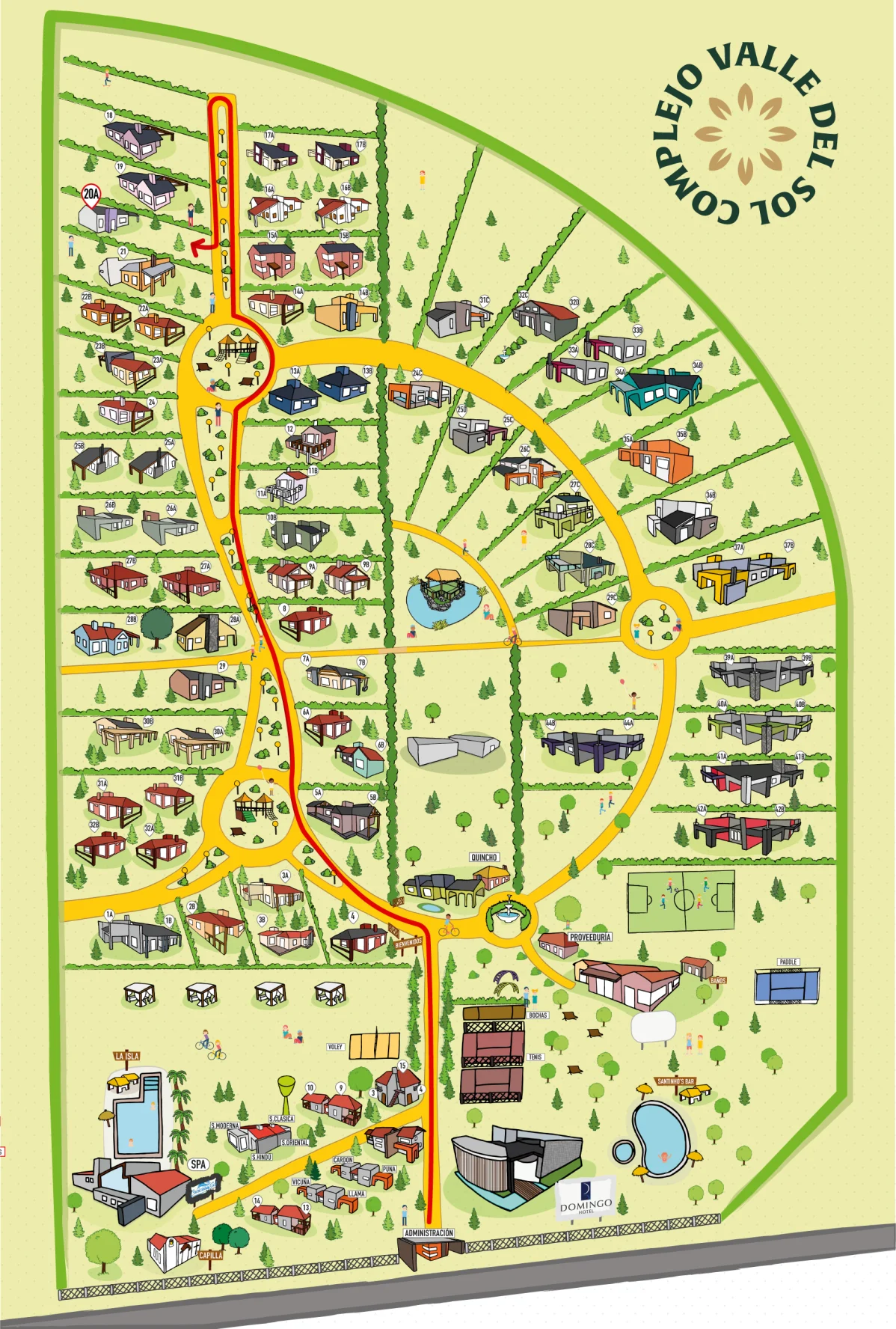 Ubicación de Casa 20-A en el complejo